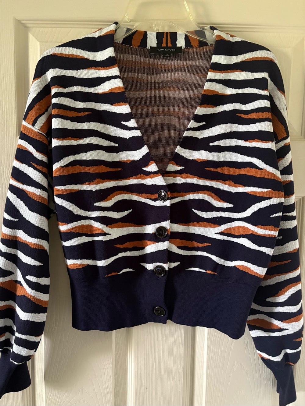 Ann Taylor Navy & Rust Cardigan Sweater